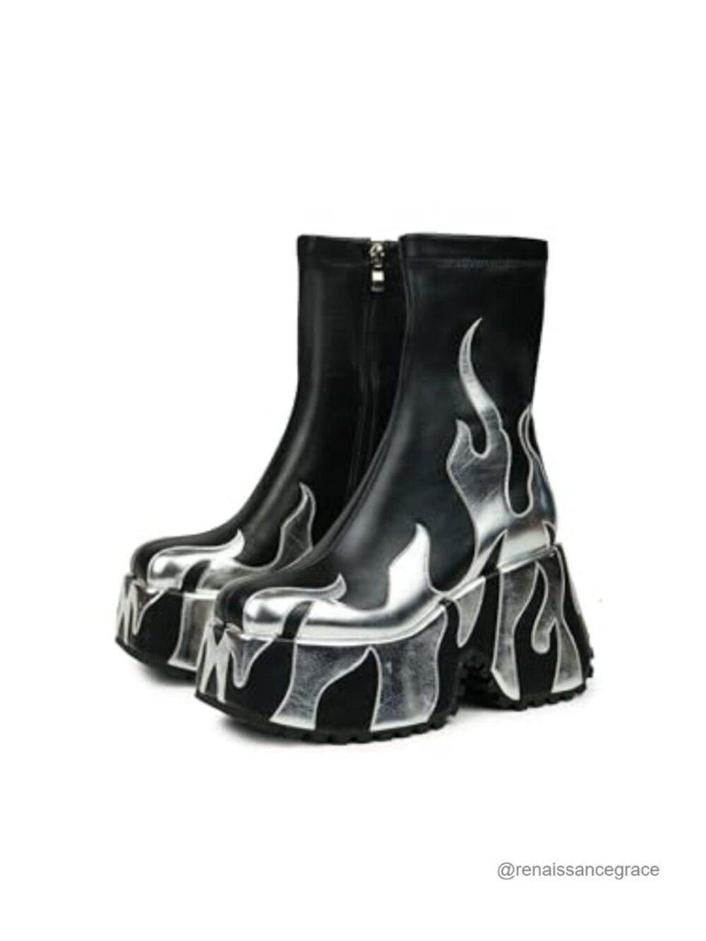 Faux Leather Chunky Sole Platform Ankle Boots